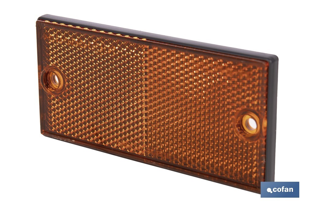 CATADIÓPTRICO RECTANGULAR ÁMBAR 106 X 50 MM CON AGUJERO SIN TORNILLO
