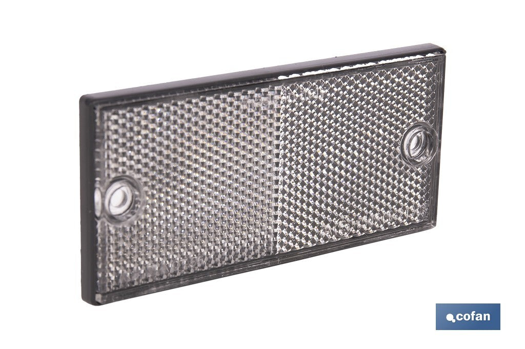 CATADIÓPTRICO RECTANGULAR BLANCO 106 X 50 MM CON AGUJERO SIN TORNILLO