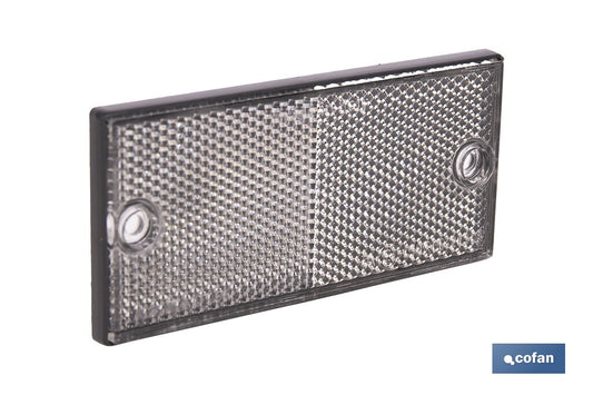 CATADIÓPTRICO RECTANGULAR BLANCO 106 X 50 MM CON AGUJERO SIN TORNILLO