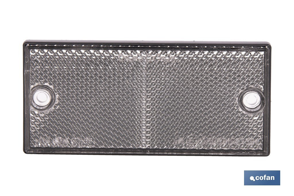 CATADIÓPTRICO RECTANGULAR BLANCO 106 X 50 MM CON AGUJERO SIN TORNILLO