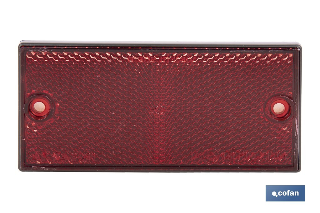 CATADIÓPTRICO RECTANGULAR ROJO 106 X 50 MM CON AGUJERO SIN TORNILLO CON ADHESIVO