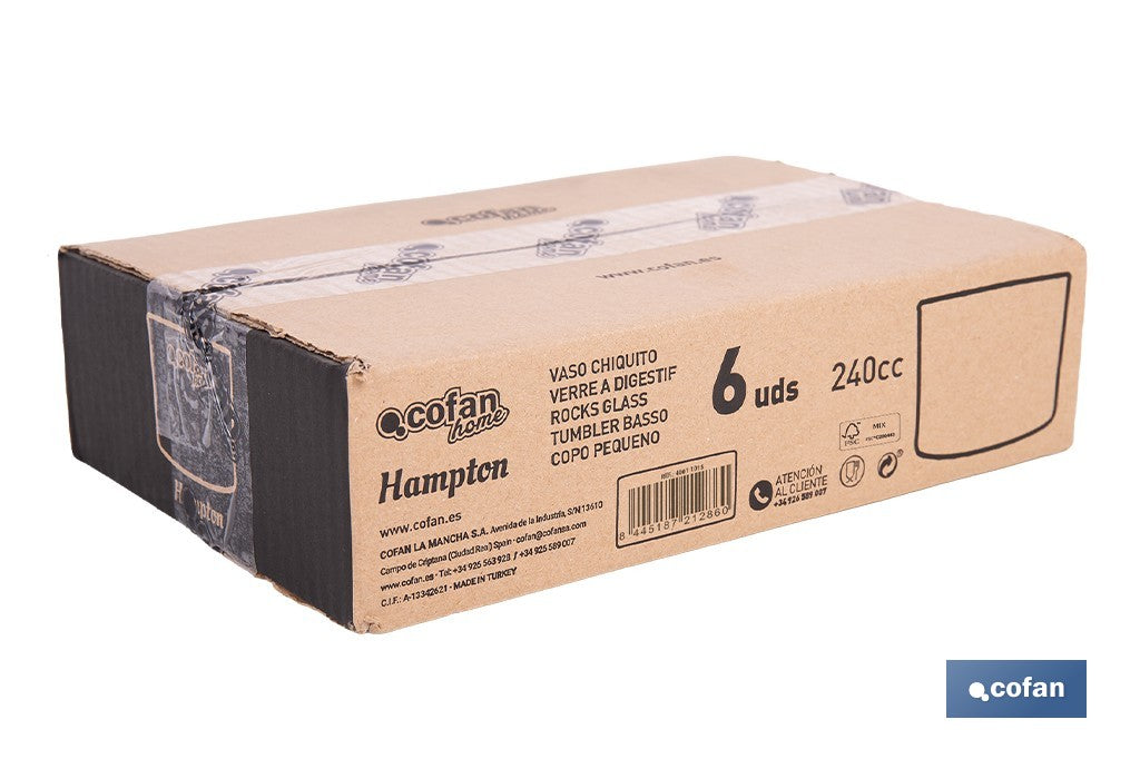 PACK 6 UDS VASO LICOR 24 CL MODELO HAMPTON