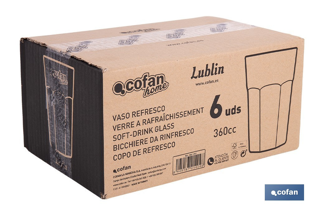 PACK 6 UDS VASO REFRESCO 36 CL MODELO LUBLIN