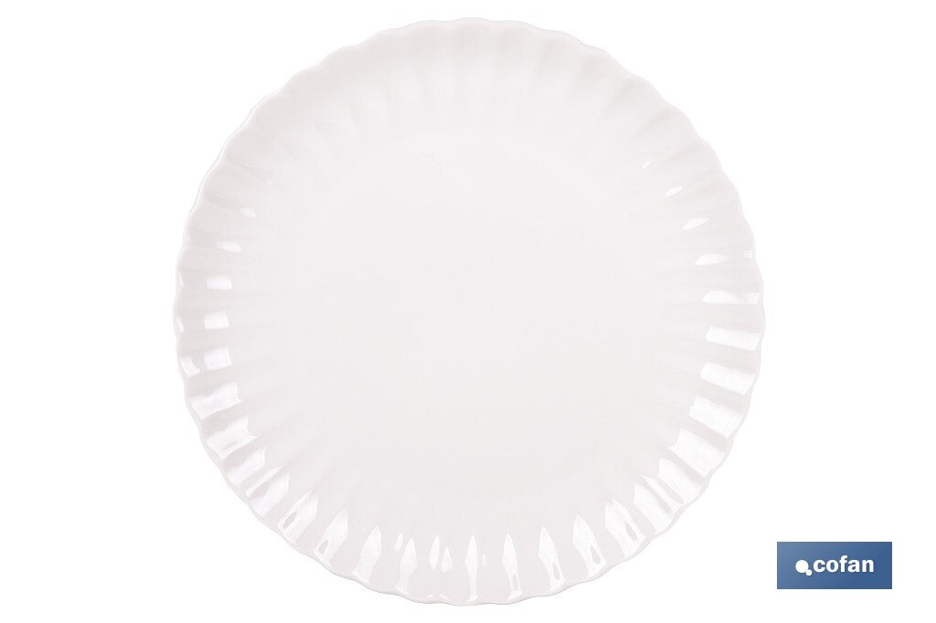 VAJILLA DE PORCELANA EN RELIEVE COLOR BLANCO ESMALTADO 16 PIEZAS