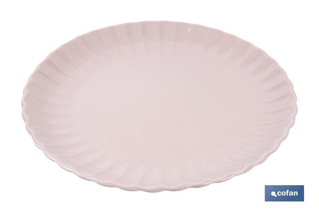VAJILLA DE PORCELANA EN RELIEVE COLOR ROSA NUDE ESMALTADO 16 PIEZAS