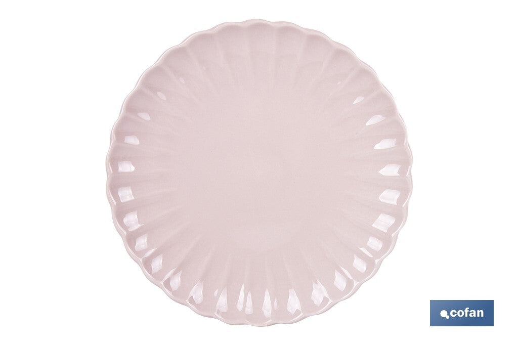 VAJILLA DE PORCELANA EN RELIEVE COLOR ROSA NUDE ESMALTADO 16 PIEZAS