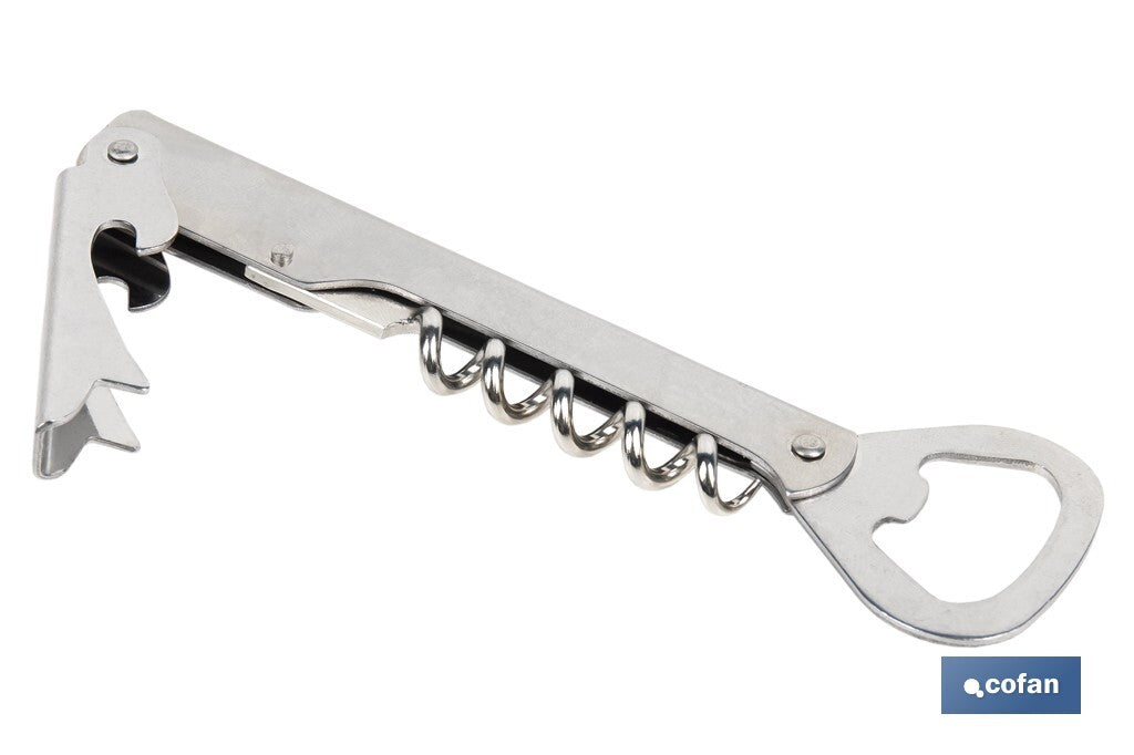 SACACORCHOS DE ACERO INOXIDABLE CON ABRIDOR 14 CM