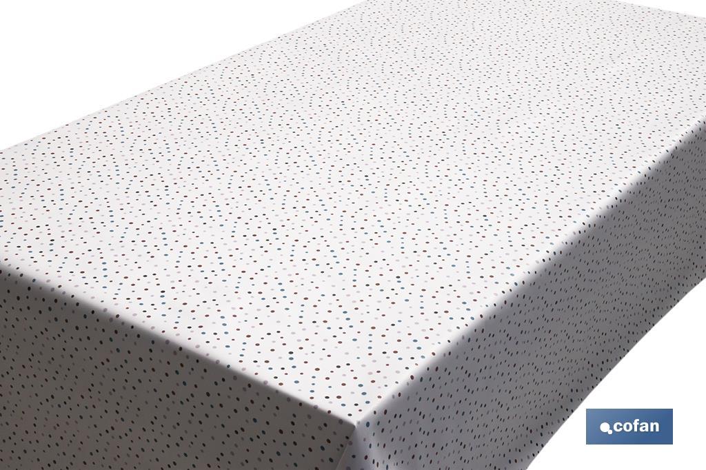ROLLO MANTEL ANTIMANCHAS 1,40 x 25m 50% ALG/50% PVC.PUNTOS