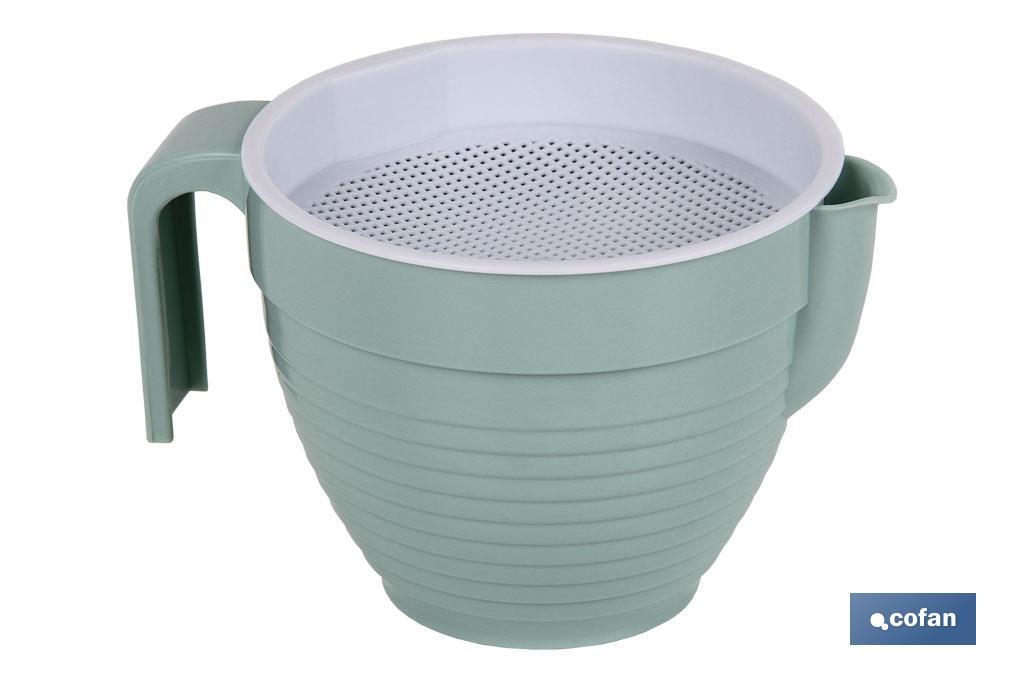 GRASERA COLADOR 500ml MODELO ALBAHACA VERDE AGUA 16.5X12X10cm