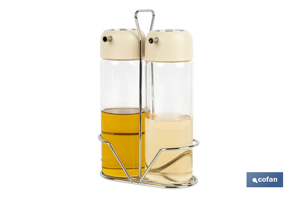 SET DE ACEITERA Y VINAGRERA  GAMA LAUREL COLOR BEIGE