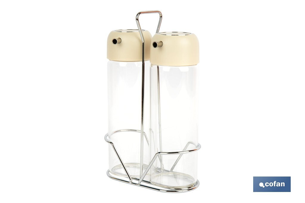 SET DE ACEITERA Y VINAGRERA  GAMA LAUREL COLOR BEIGE