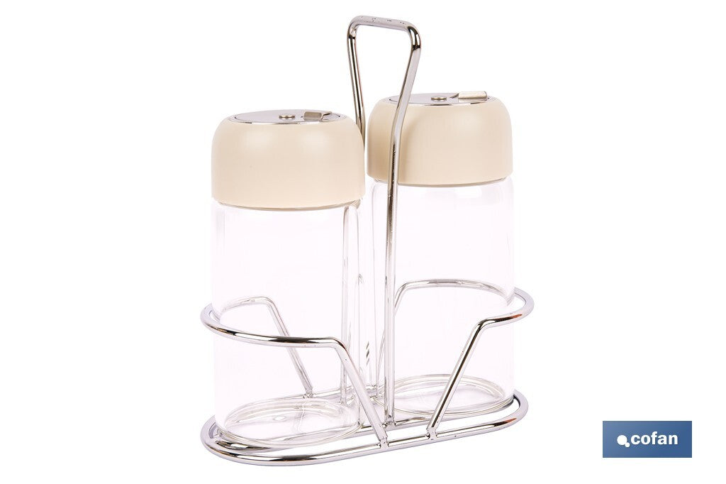 SET DE SALERO Y PIMENTERO GAMA LAUREL COLOR BEIGE
