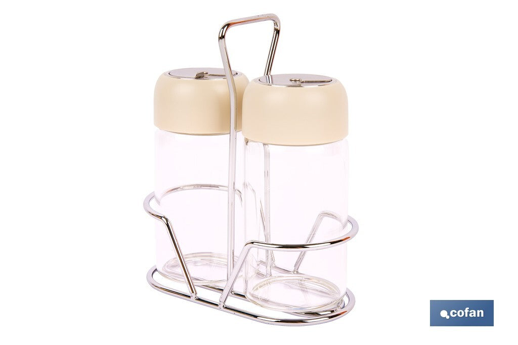 SET DE SALERO Y PIMENTERO GAMA LAUREL COLOR BEIGE
