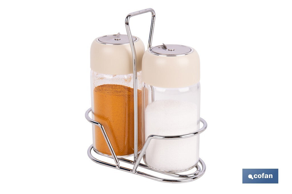 SET DE SALERO Y PIMENTERO GAMA LAUREL COLOR BEIGE