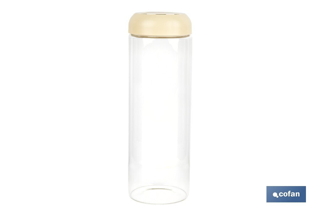 BOTE DE VIDRIO BOROSILICATO CON TAPA BEIGE GAMA LAUREL 1700 ML