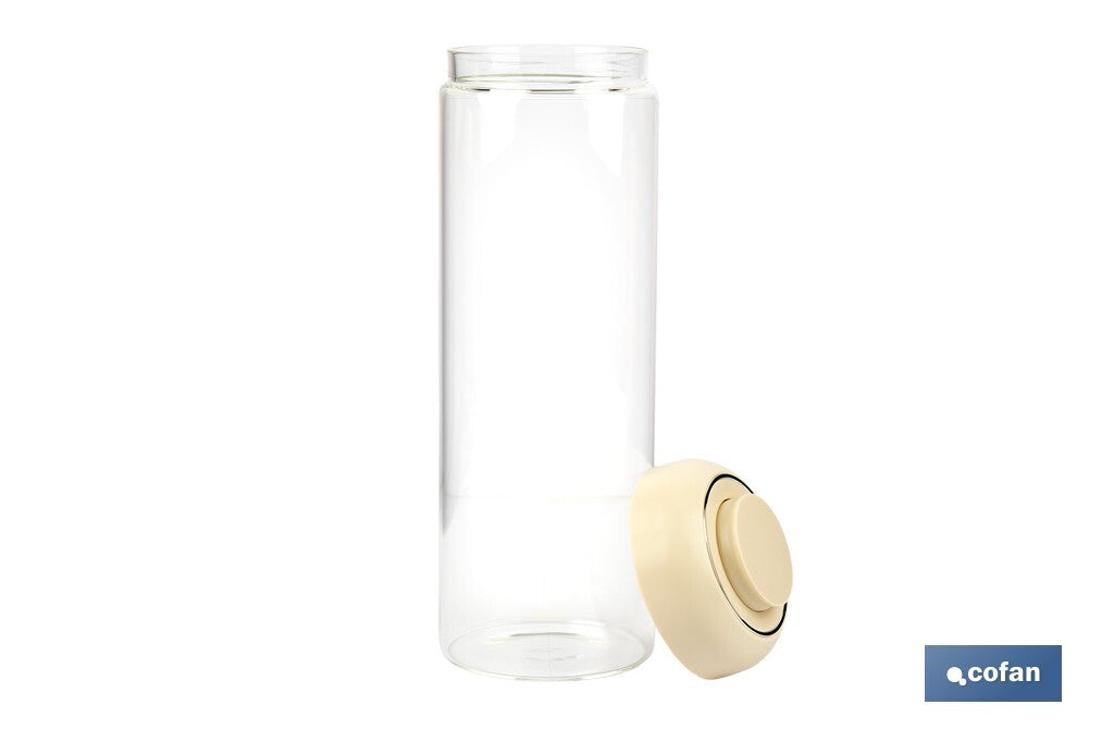 BOTE DE VIDRIO BOROSILICATO CON TAPA BEIGE GAMA LAUREL 1700 ML