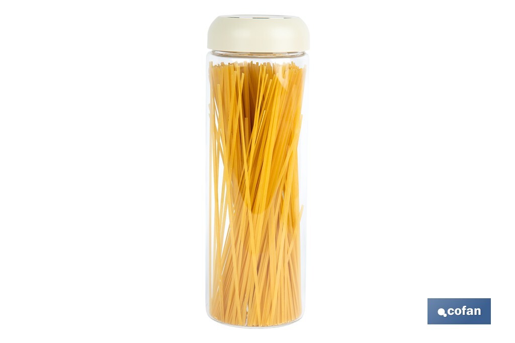 BOTE DE VIDRIO BOROSILICATO CON TAPA BEIGE GAMA LAUREL 1700 ML