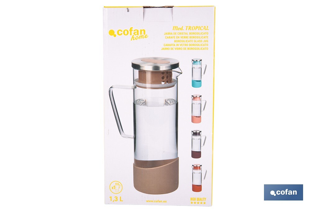 JARRA BOROSILICATO ROSA 1300 ml