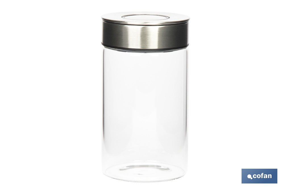 FRASCO BOROSILICATO+ACERO MODELO CICER 1000 ML 18.5 X 10 CM