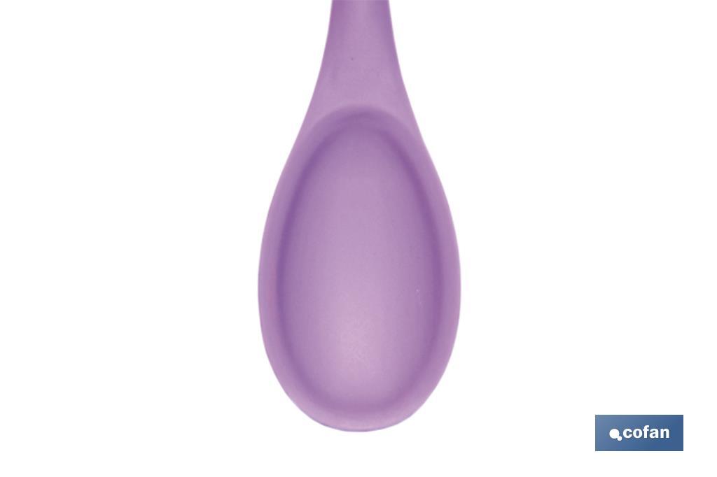 CUCHARA DE COCINA DE SILICONA MORADA MODELO VERGINI 27 X 5,7 CM