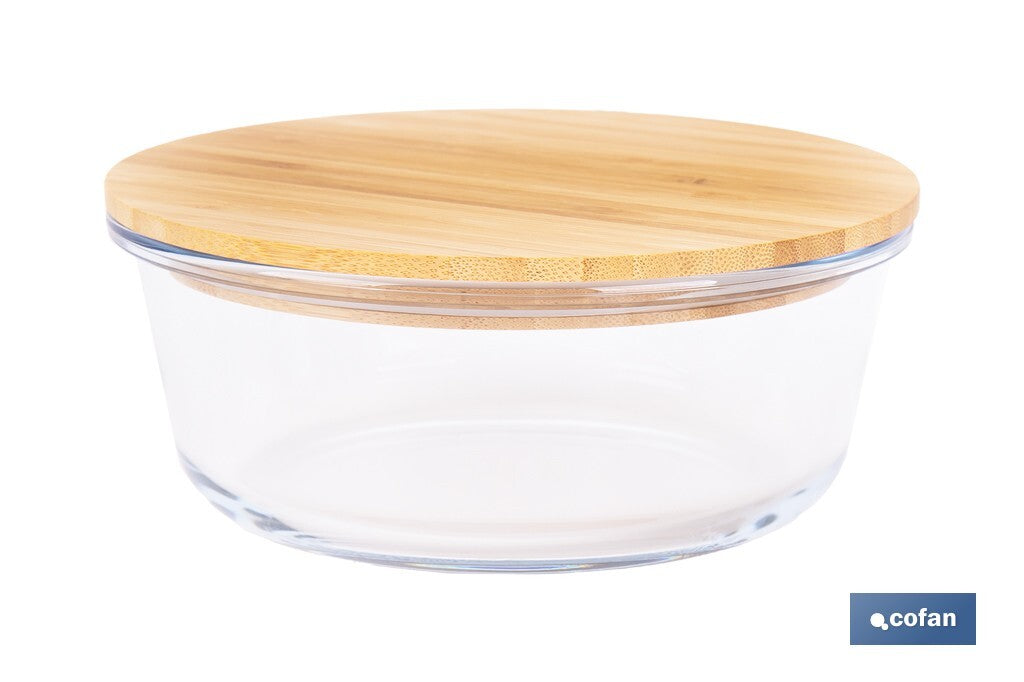 SET DE 2 RECIPIENTES DE BOROSILICATO CON TAPA DE BAMBÚ MODELO PANDA 620 ML - 950 ML