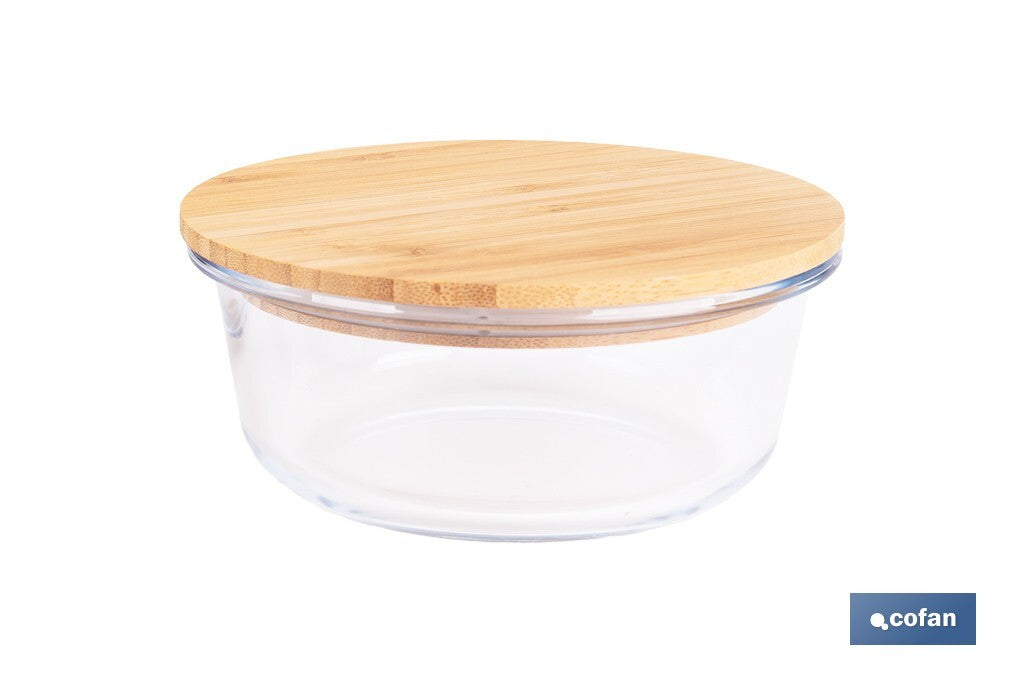 SET DE 2 RECIPIENTES DE BOROSILICATO CON TAPA DE BAMBÚ MODELO PANDA 620 ML - 950 ML