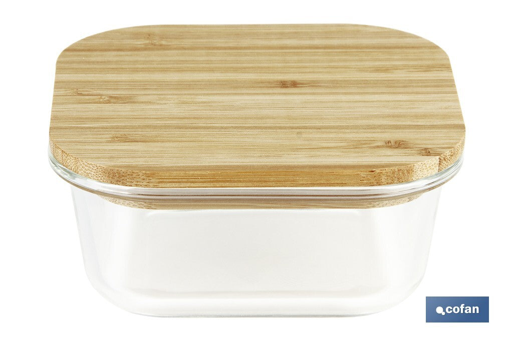 SET DE 2 RECIPIENTES DE BOROSILICATO CON TAPA DE BAMBÚ MODELO PANDA 520 ML - 800 ML