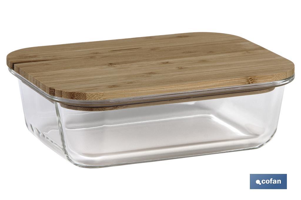 SET DE 3 RECIPIENTES DE BOROSILICATO CON TAPA DE BAMBÚ MODELO PANDA 640 ML-1040 ML -1520 ML