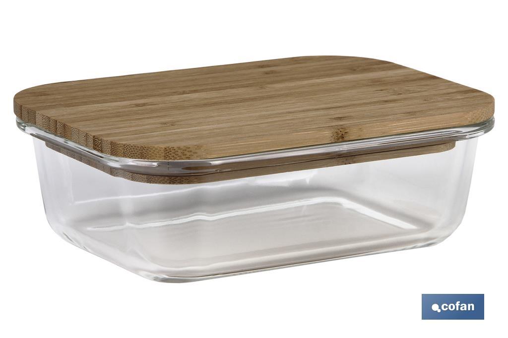 SET DE 3 RECIPIENTES DE BOROSILICATO CON TAPA DE BAMBÚ MODELO PANDA 640 ML-1040 ML -1520 ML
