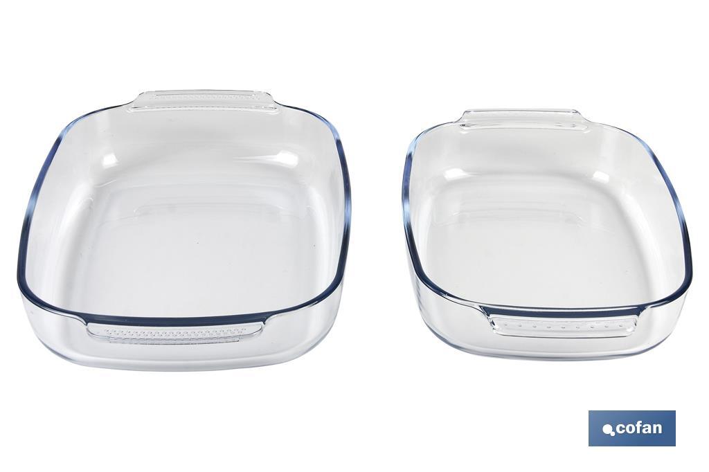 SET DE 2 FUENTES OVALADAS ANCHAS DE VIDRIO BOROSILICATO MODELO BARITINA 2700 ML - 3800 ML