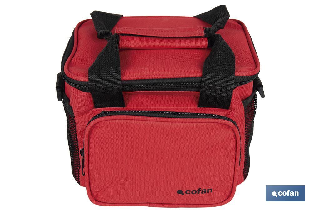 NEVERA TEXTIL PORTÁTIL MULTIBOLSILLOS COLOR ROJO 5 L