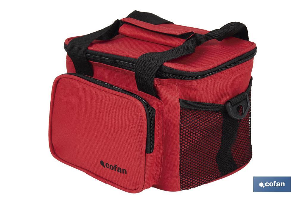 NEVERA TEXTIL PORTÁTIL MULTIBOLSILLOS COLOR ROJO 5 L