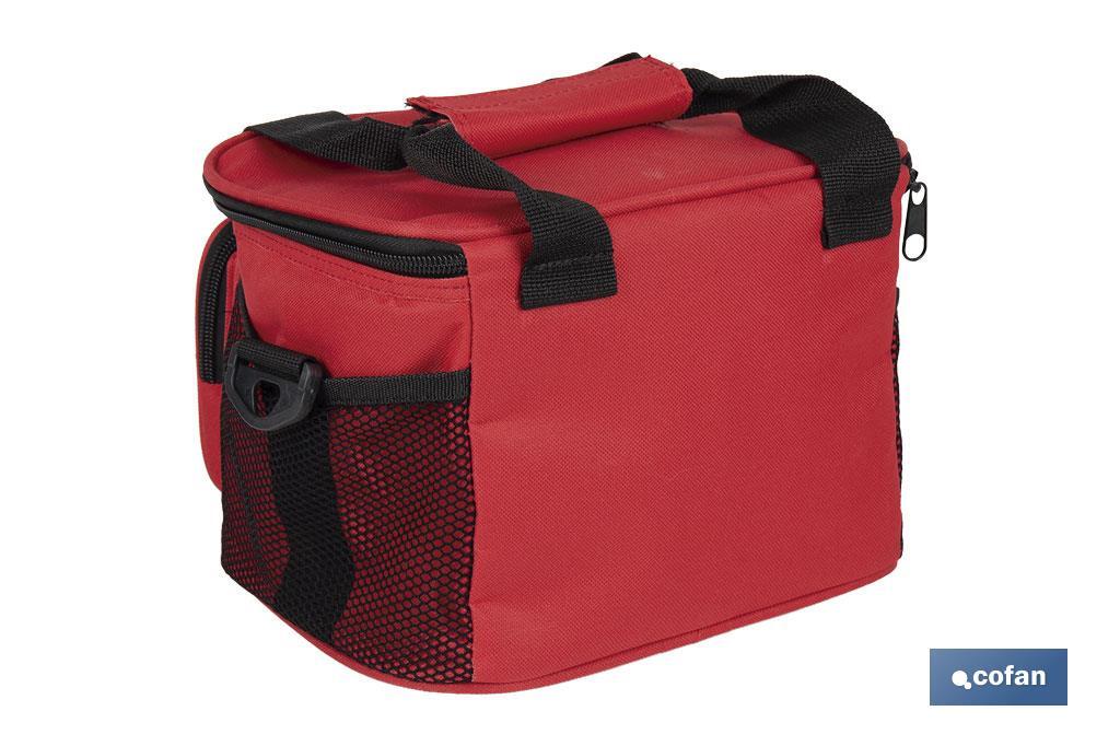 NEVERA TEXTIL PORTÁTIL MULTIBOLSILLOS COLOR ROJO 5 L