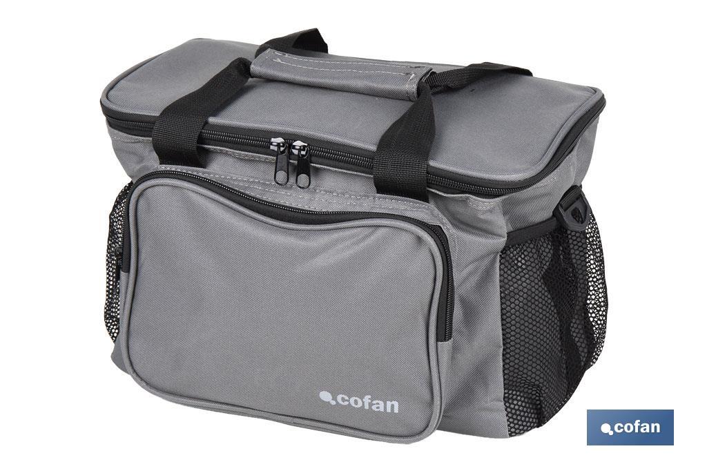 NEVERA TEXTIL PORTÁTIL MULTIBOLSILLOS COLOR GRIS OSCURO 15 L