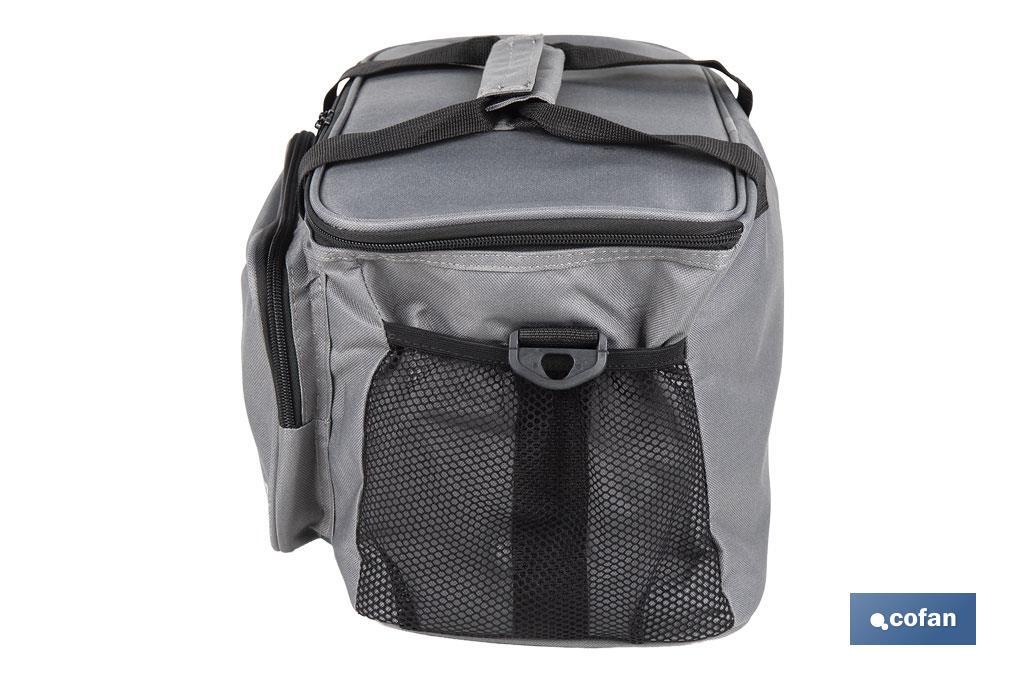 NEVERA TEXTIL PORTÁTIL MULTIBOLSILLOS COLOR GRIS OSCURO 15 L