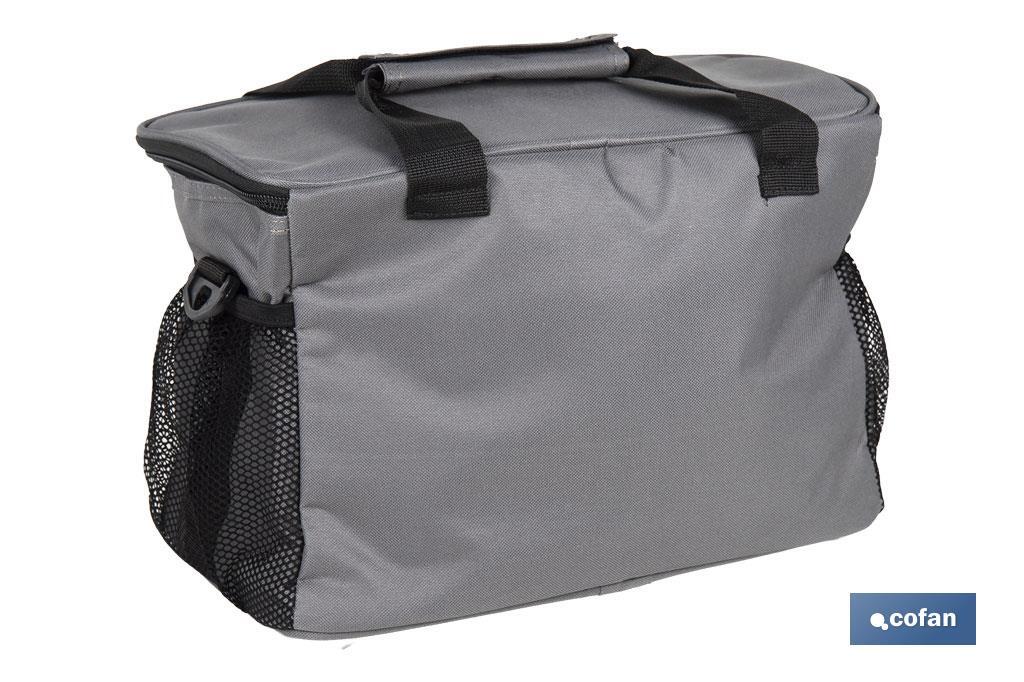 NEVERA TEXTIL PORTÁTIL MULTIBOLSILLOS COLOR GRIS OSCURO 15 L