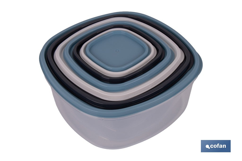 SET DE 7  FIAMBRERAS CUADRADAS 220/350/600/1200/2000/2700/3600 ML