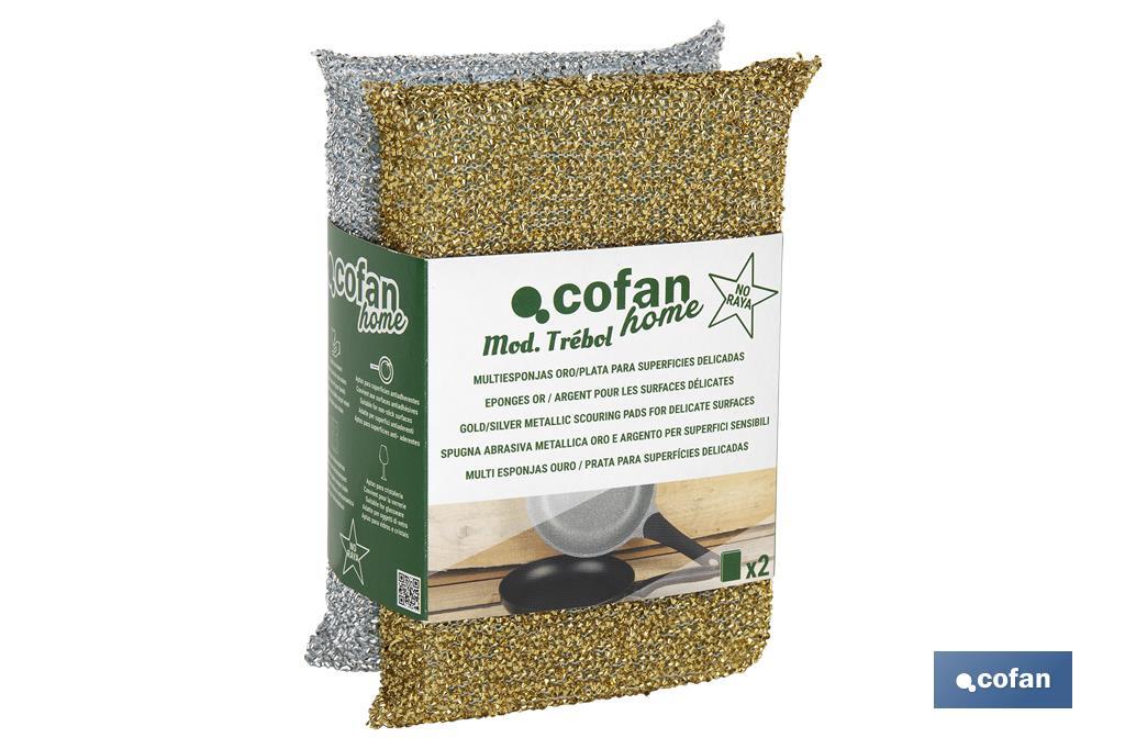 PACK DE 2 MULTIESPONJAS COLOR ORO Y  PLATA  venta unitaria