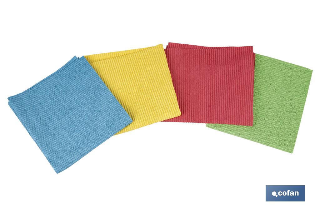 PACK DE 4 BAYETAS DE ALTA CALIDAD AZUL, ROJO, AMARILLO , VERDE 38 X 35 CM