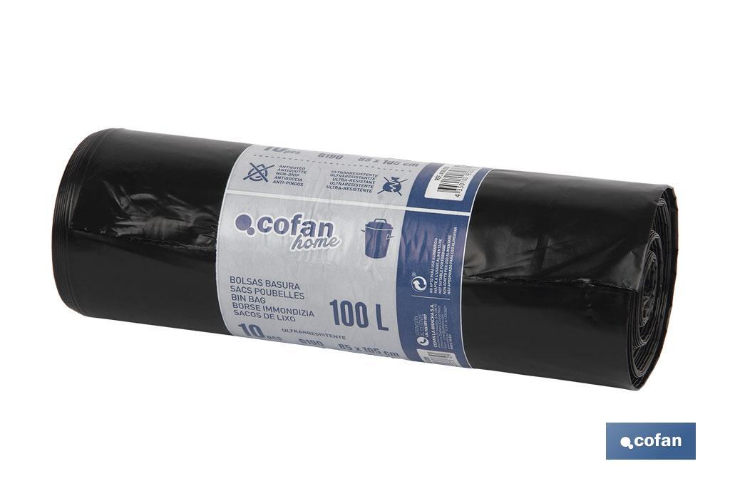 BOLSA DE  BASURA 85X105 G.130 COLOR NEGRO 10 UDS