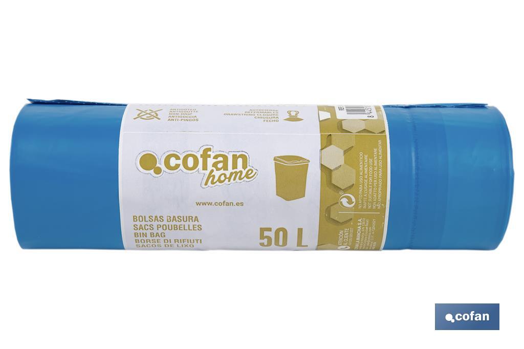 BOLSA DE BASURA  AUTOCIERRE PERFUMADA  70 x70 CM G.120 COLOR AZUL10 UDS 50l