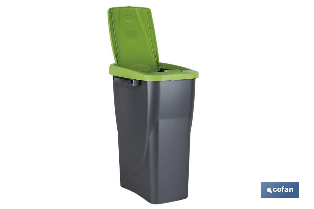 CUBO DE BASURA PARA RECICLAR 15 LITROS  COLOR VERDE 20 X 31 X 42 CM