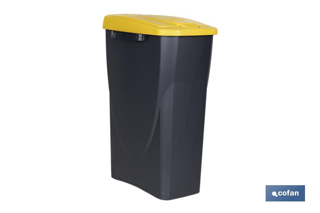 CUBO DE BASURA PARA RECICLAR 25 LITROS  COLOR AMARILLO 21.5 X 36 X 51 CM