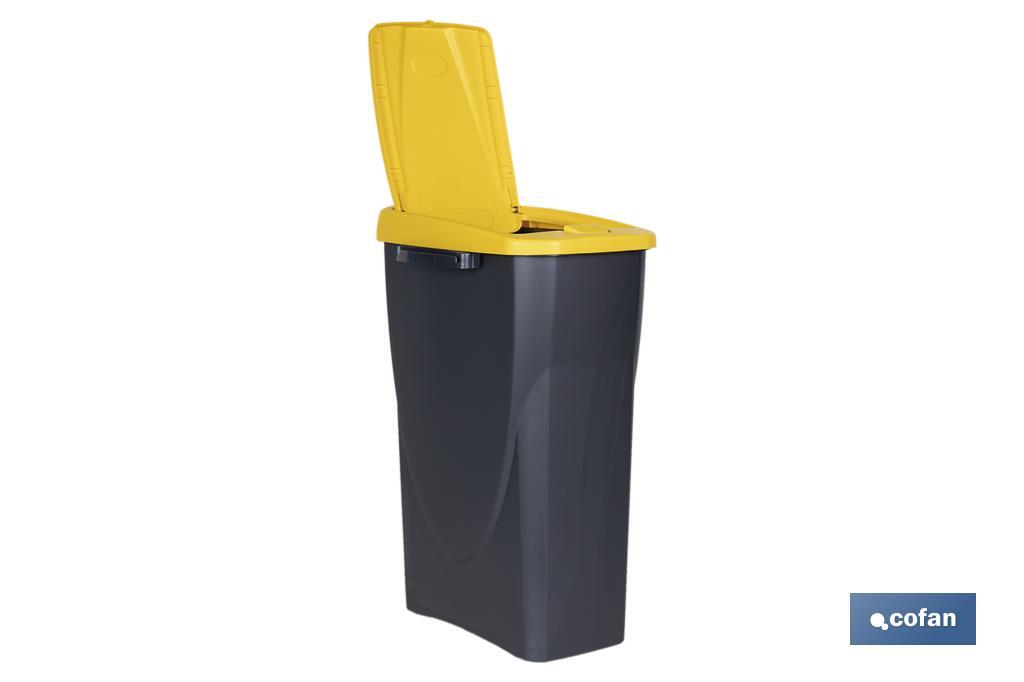 CUBO DE BASURA PARA RECICLAR 25 LITROS  COLOR AMARILLO 21.5 X 36 X 51 CM