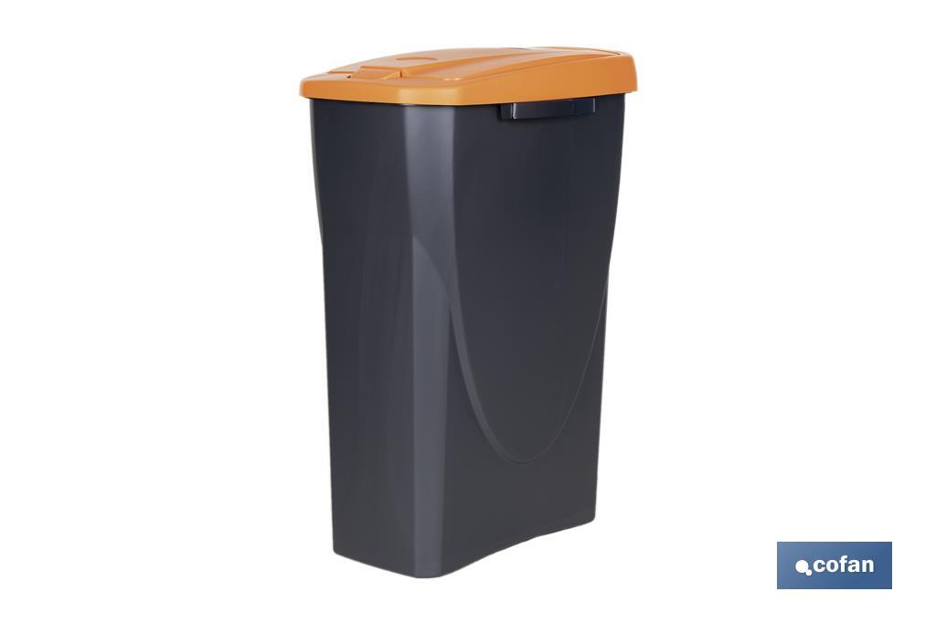 CUBO DE BASURA PARA RECICLAR 25 LITROS  COLOR NARANJA 21.5 X 36 X 51 CM