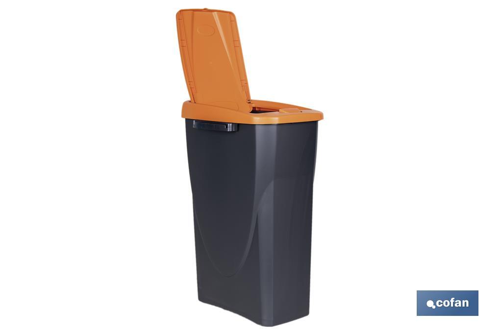 CUBO DE BASURA PARA RECICLAR 25 LITROS  COLOR NARANJA 21.5 X 36 X 51 CM