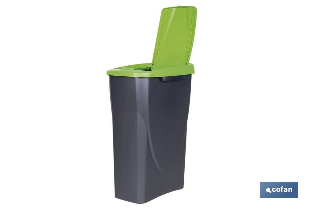 CUBO DE BASURA PARA RECICLAR 25 LITROS  COLOR VERDE 21.5 X 36 X 51 CM