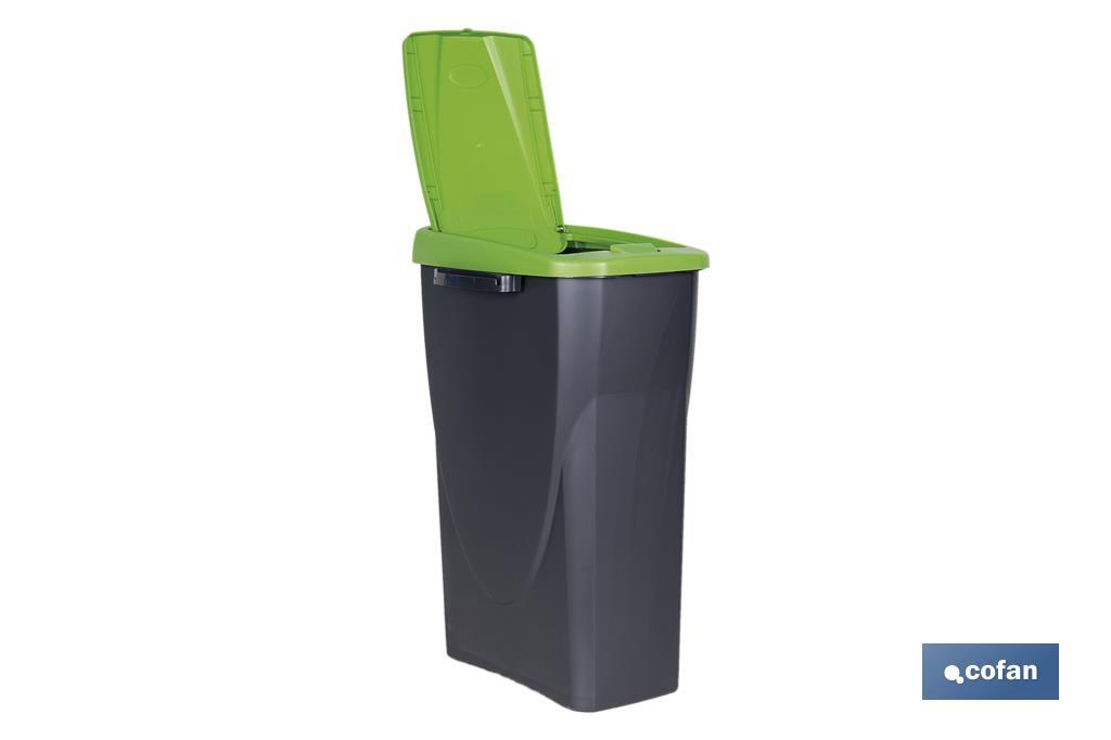CUBO DE BASURA PARA RECICLAR 25 LITROS  COLOR VERDE 21.5 X 36 X 51 CM