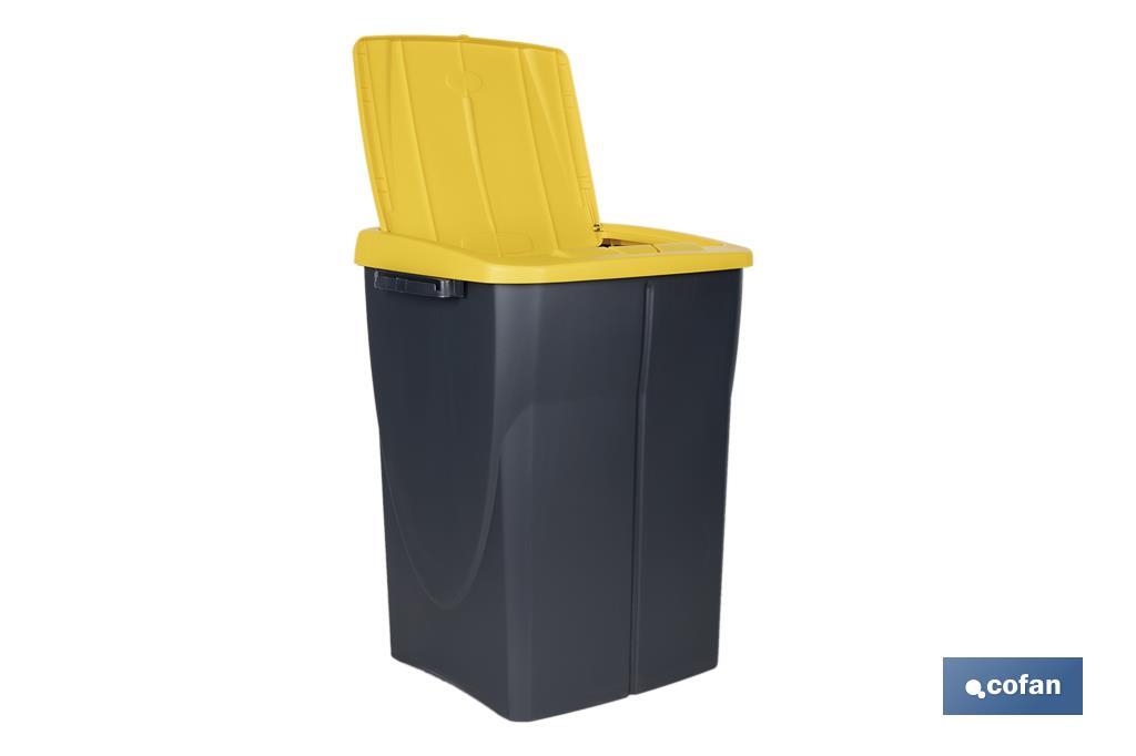 CUBO DE BASURA PARA RECICLAR 45 LITROS  COLOR AMARILLO 36.5 X 36 X 51  CM