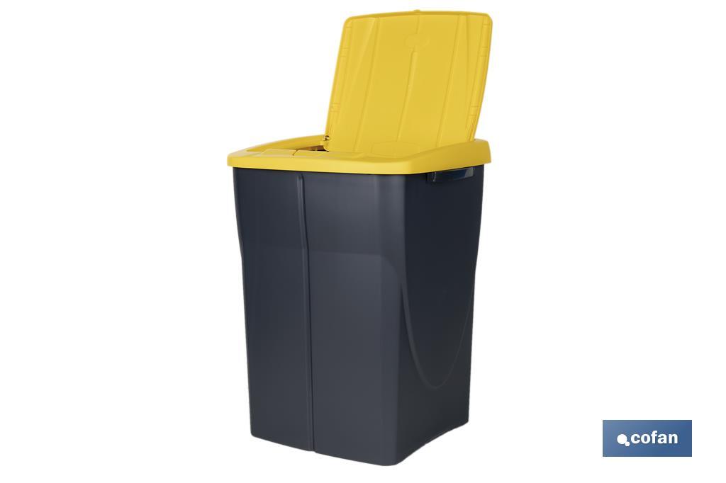 CUBO DE BASURA PARA RECICLAR 45 LITROS  COLOR AMARILLO 36.5 X 36 X 51  CM